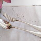 Silver cutlery set, 1 fork and 1 spoon, J Casses et Cie