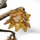 5 arms Art Deco / Art Nouveau / brass hanging lamp / Hand blown floral shades