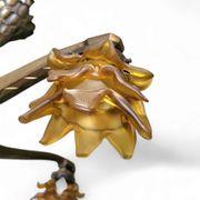 5 arms Art Deco / Art Nouveau / brass hanging lamp / Hand blown floral shades