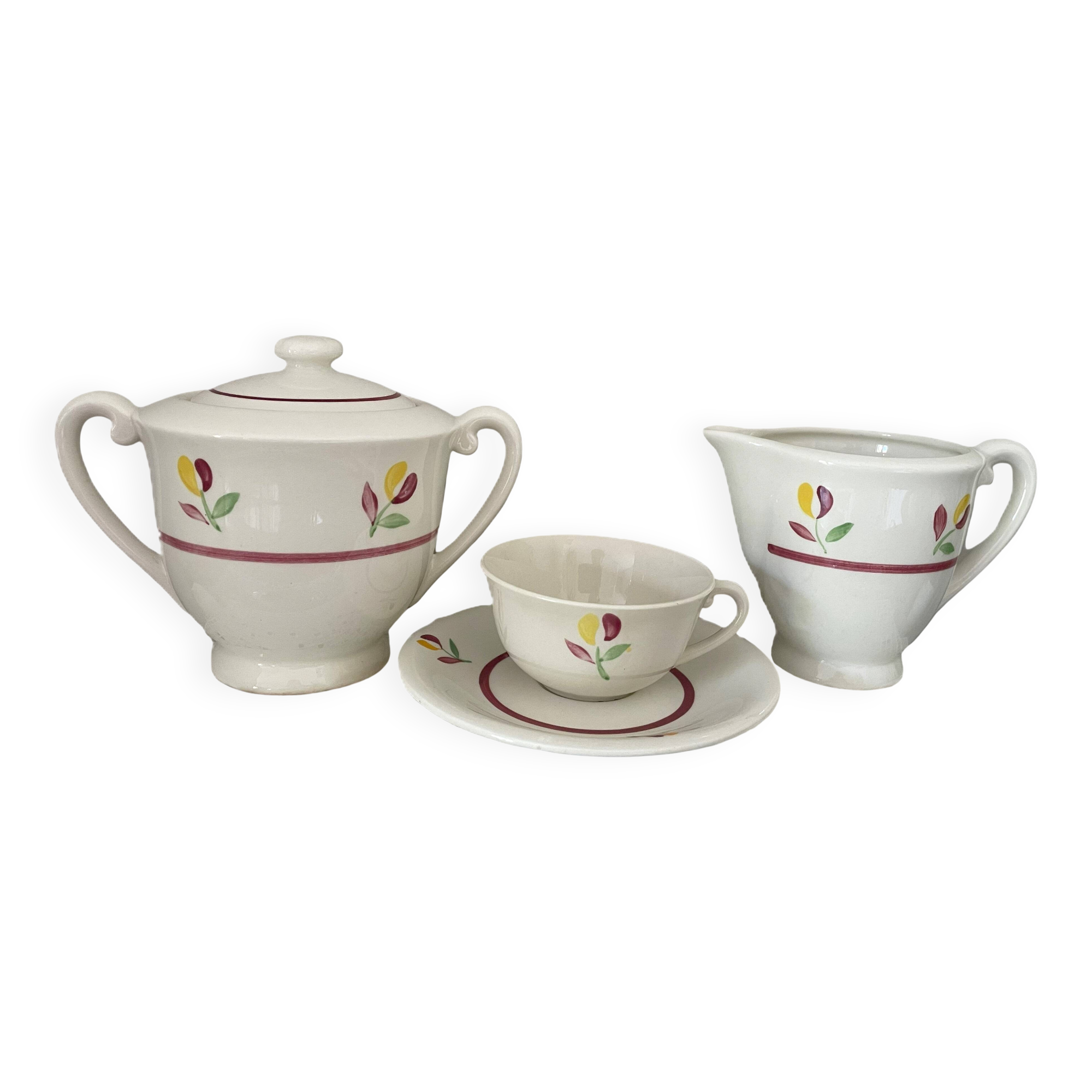 Antique earthenware coffee service from GIEN