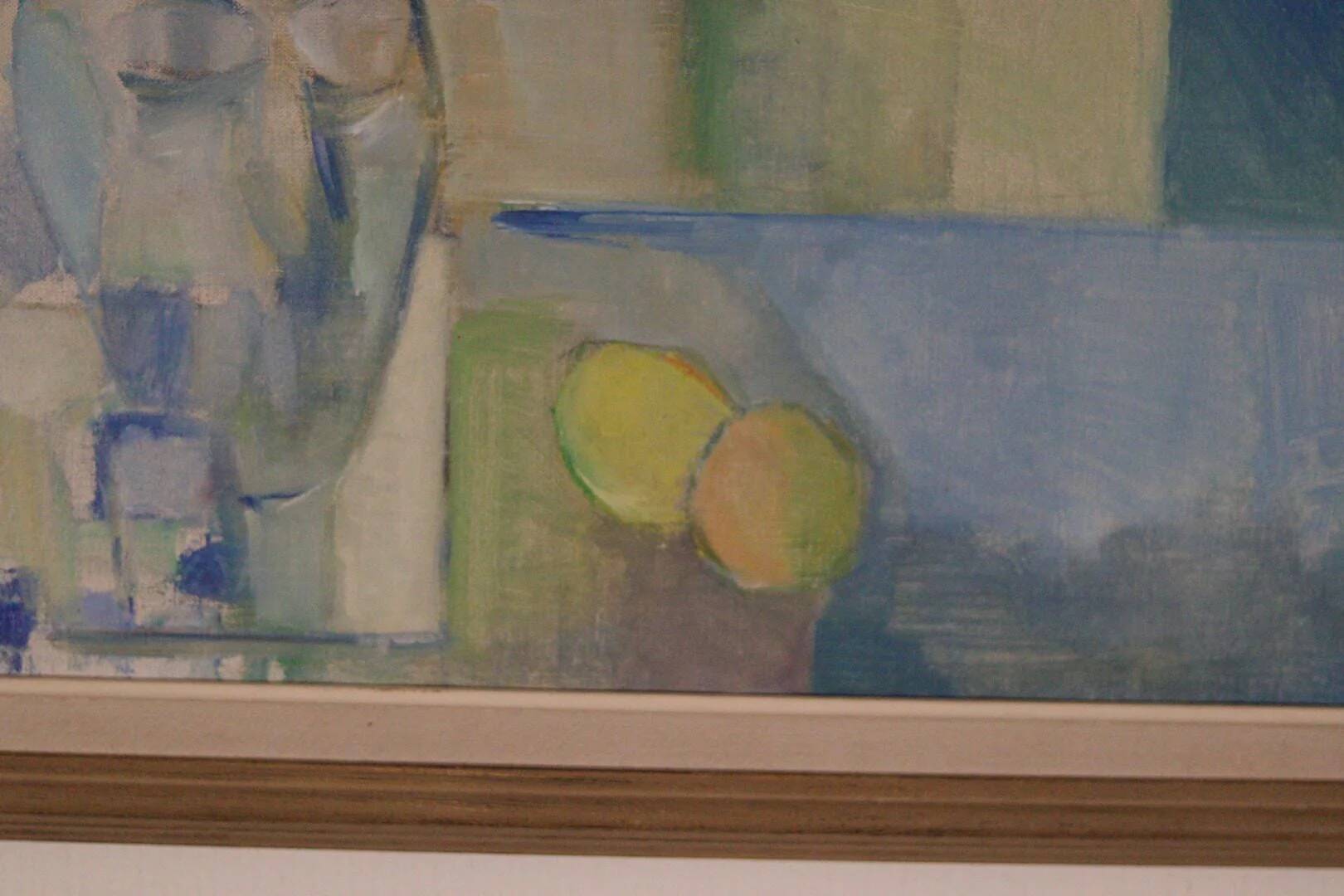 Original Swedish Oil on Canvas – “Still Life in Blue and Green”