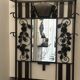 Art deco wrought iron coat rack and Degue lamp