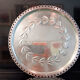 Round dish in silver-plated and glazed metal from the St Médard goldsmith's shop (hallmarks).
