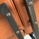 Set of 5 faux leather armchairs in fawn from the 1950s.