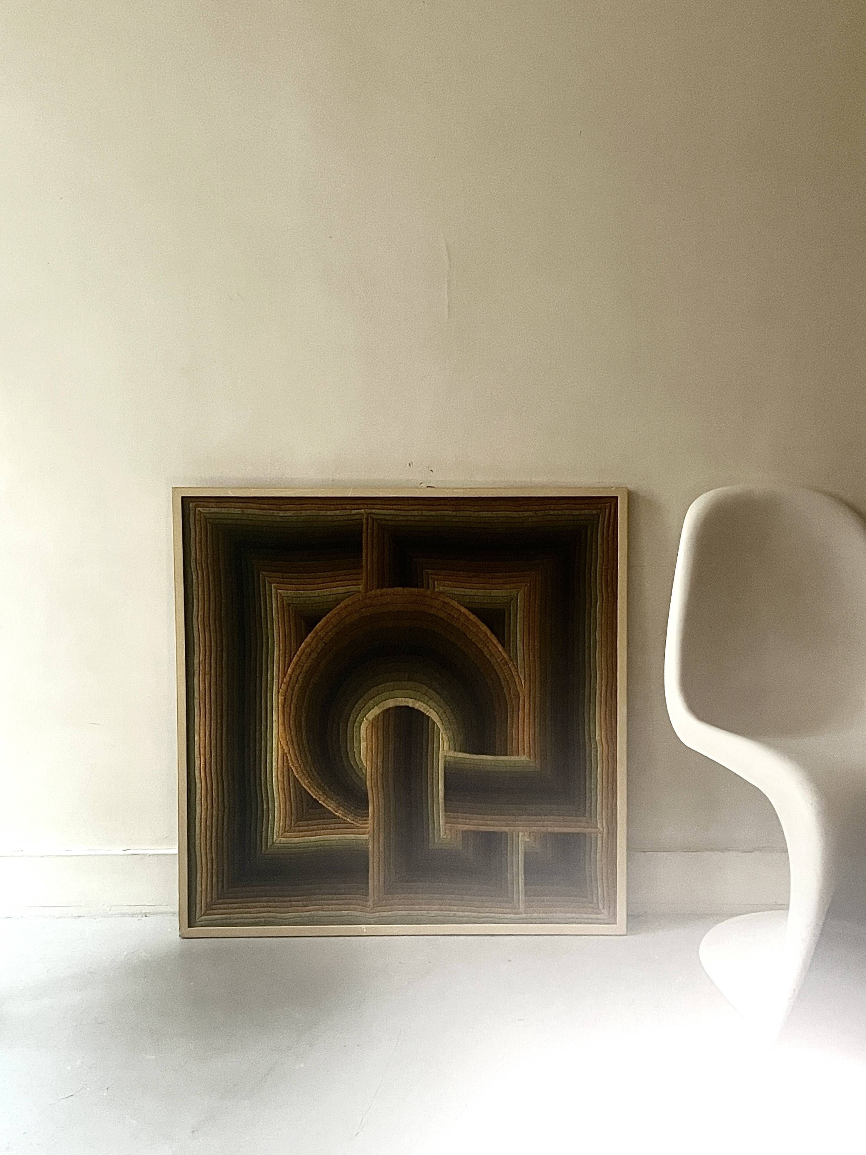 Patrice Allard, Kinetic Tapestry Painting, Vasarely School, Circa 1970