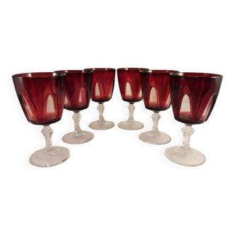 6 verres à eau rouge rubis