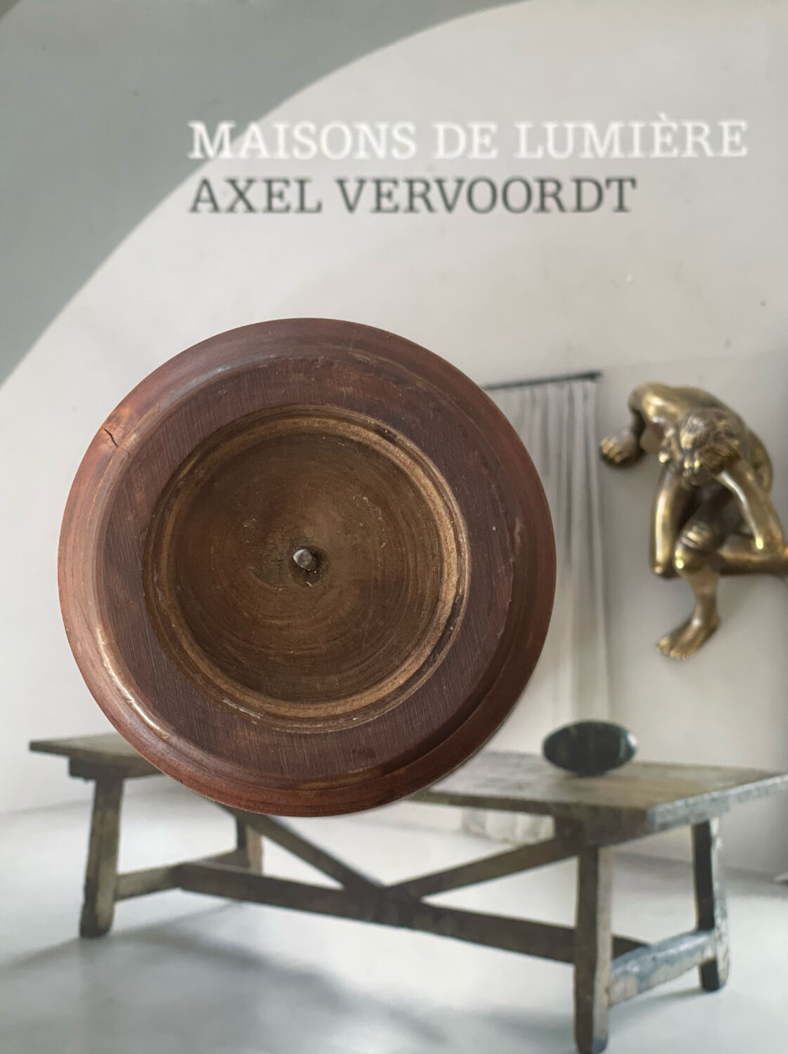 Wood and brass candle holder 1970