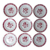 9 flat plates in FB Digoin pink earthenware