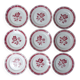 9 flat plates in FB Digoin pink earthenware