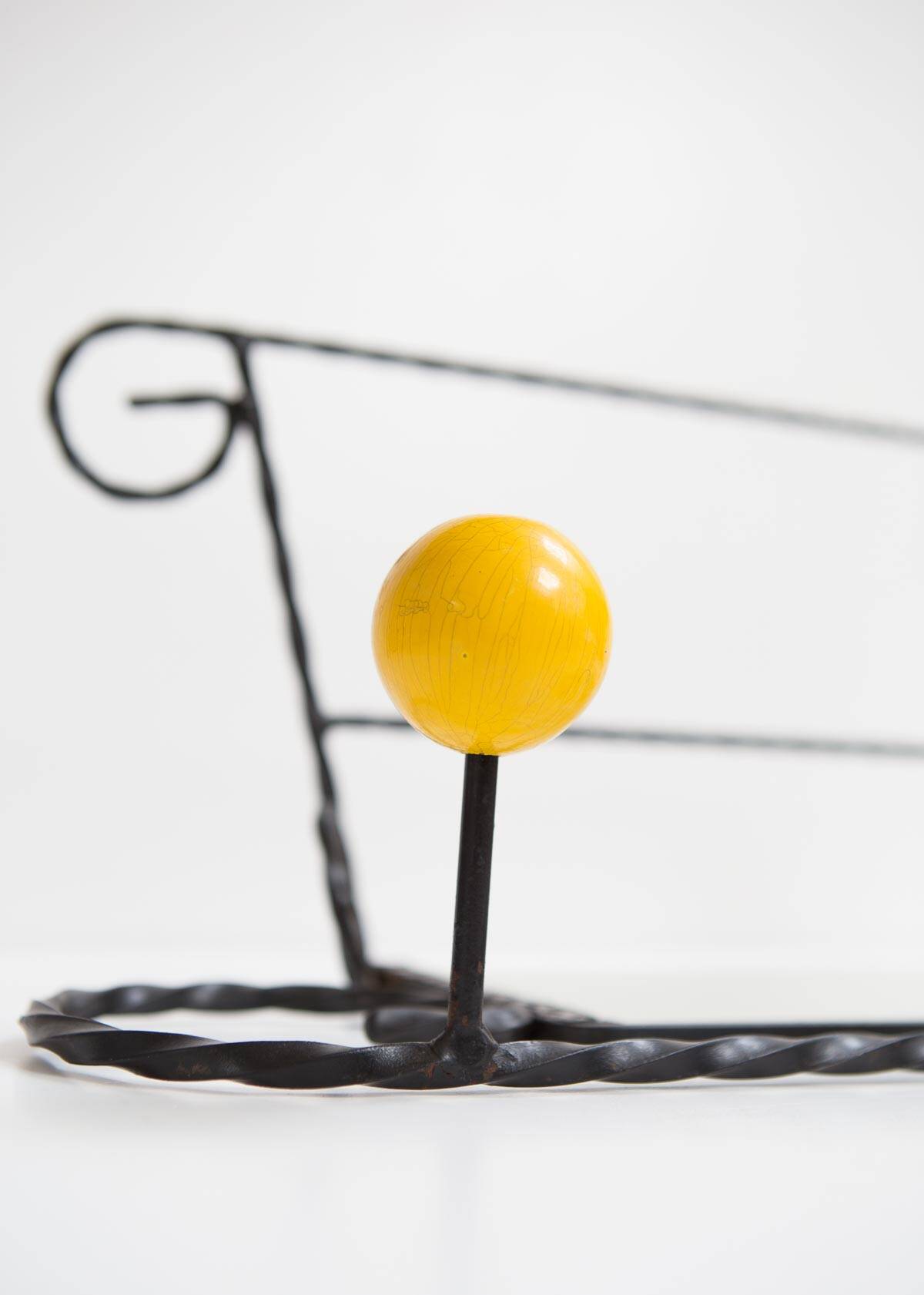 Black iron coat rack with mirror 1950s