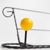 Black iron coat rack with mirror 1950s