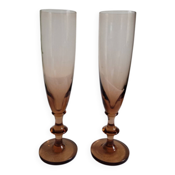 Lot de 2 flûtes à champagne en verre rose