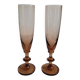 Set of 2 pink glass champagne flutes