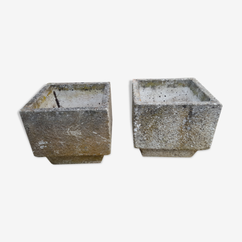 Pair of cubic-shaped planters - 60/70s