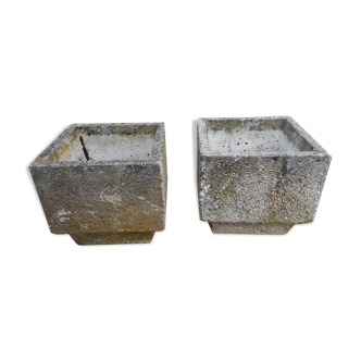 Pair of cubic-shaped planters - 60/70s