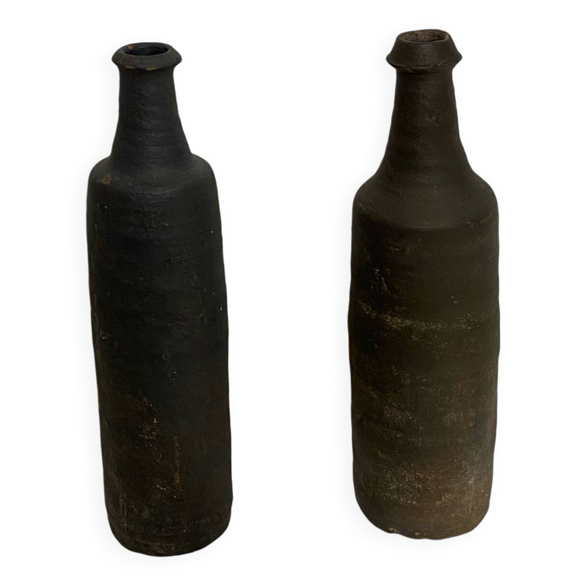 Set of two folk art ceramic bottles