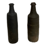 Set of two folk art ceramic bottles