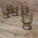 Set of 6 orangeade glasses Fidenza Italy vintage 70's, fruit patterns