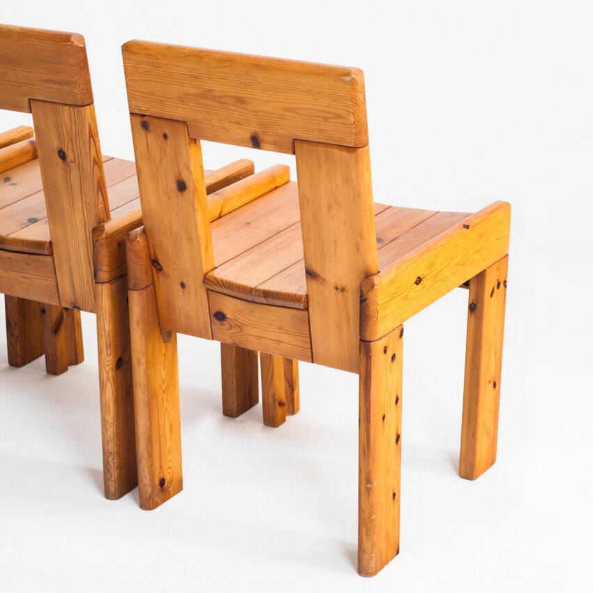 Vintage pine chairs. Designed by Silvio Coppola for Fratelli Montina.