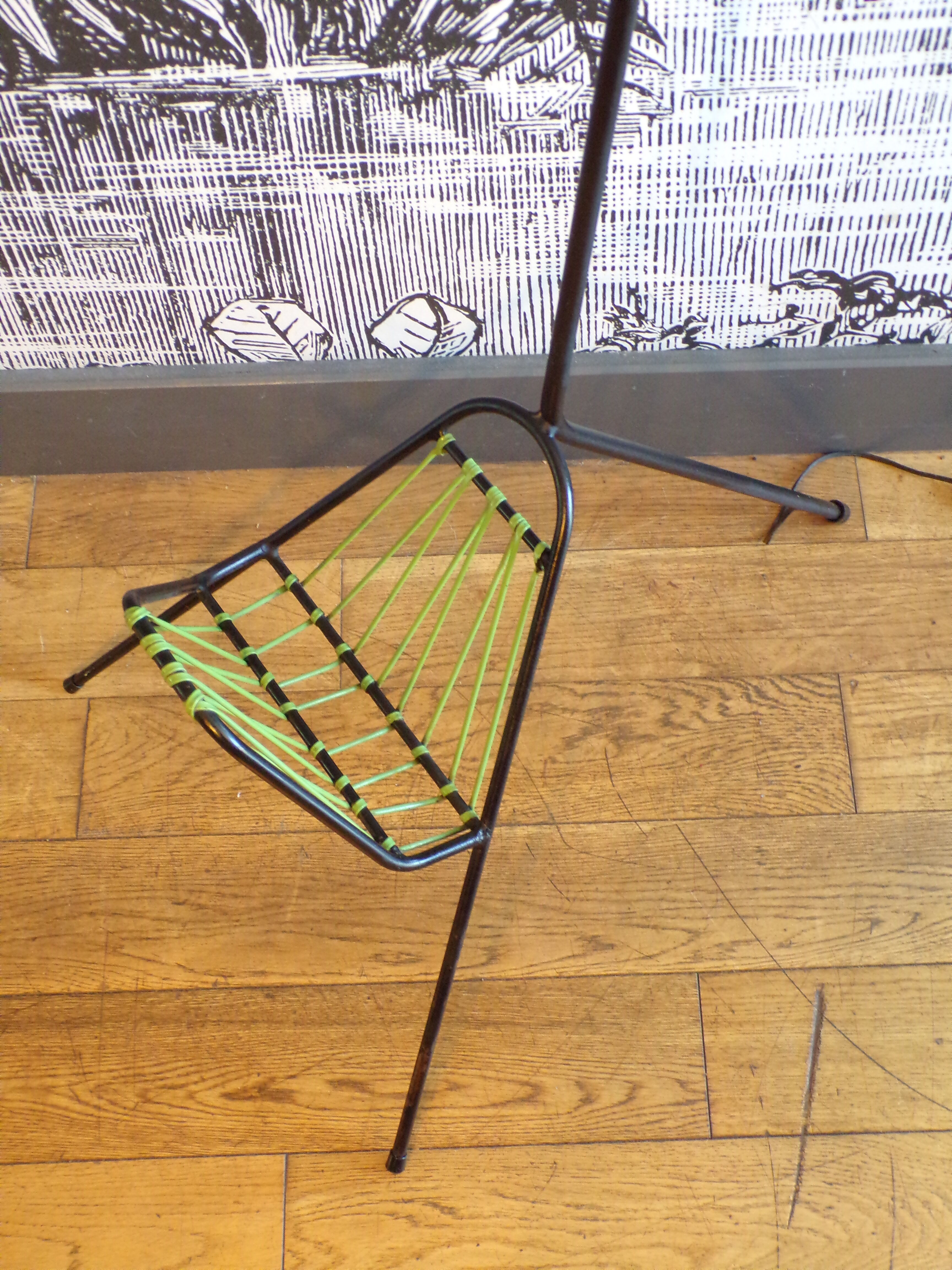 Vintage floor lamp rattan lampshade