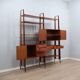 Mid century modular teak bookcase with bar unit, Italy 1950s