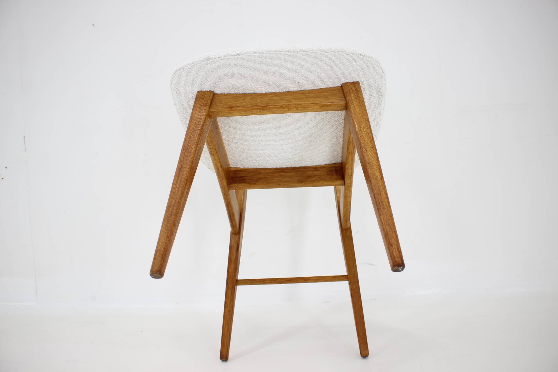 1960s Set of Three Oak Dining Chairs in Boucle, Czechoslovakia
