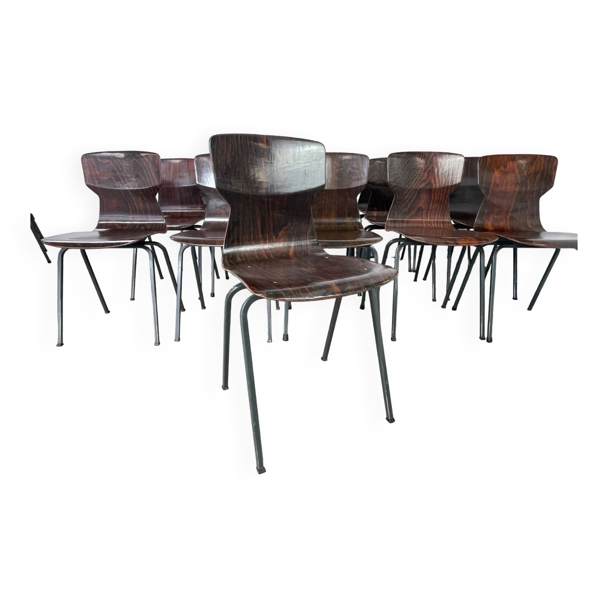 Lot of 16 obo erome chairs, 70s Germany