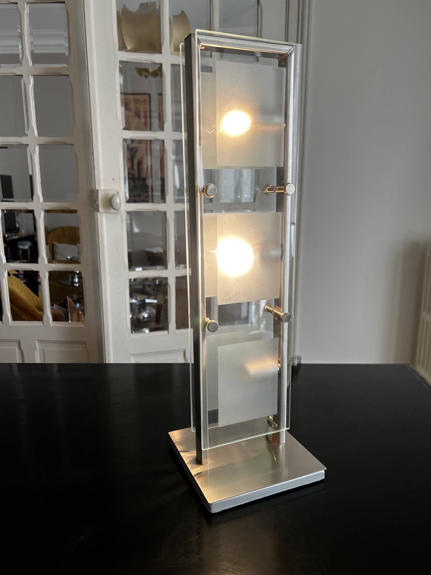 chrome and glass table lamp