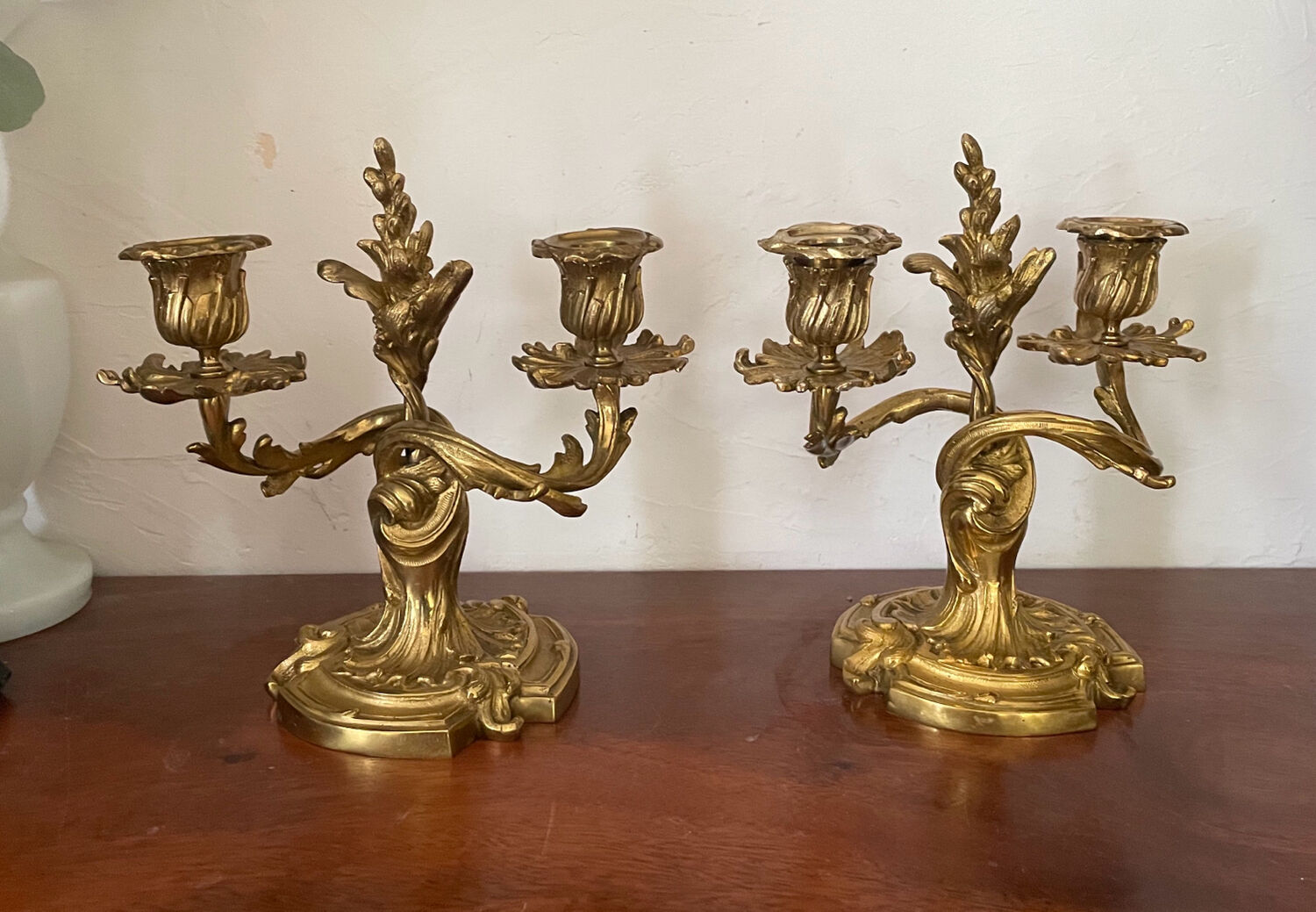 Paire de chandeliers en bronze 19ème