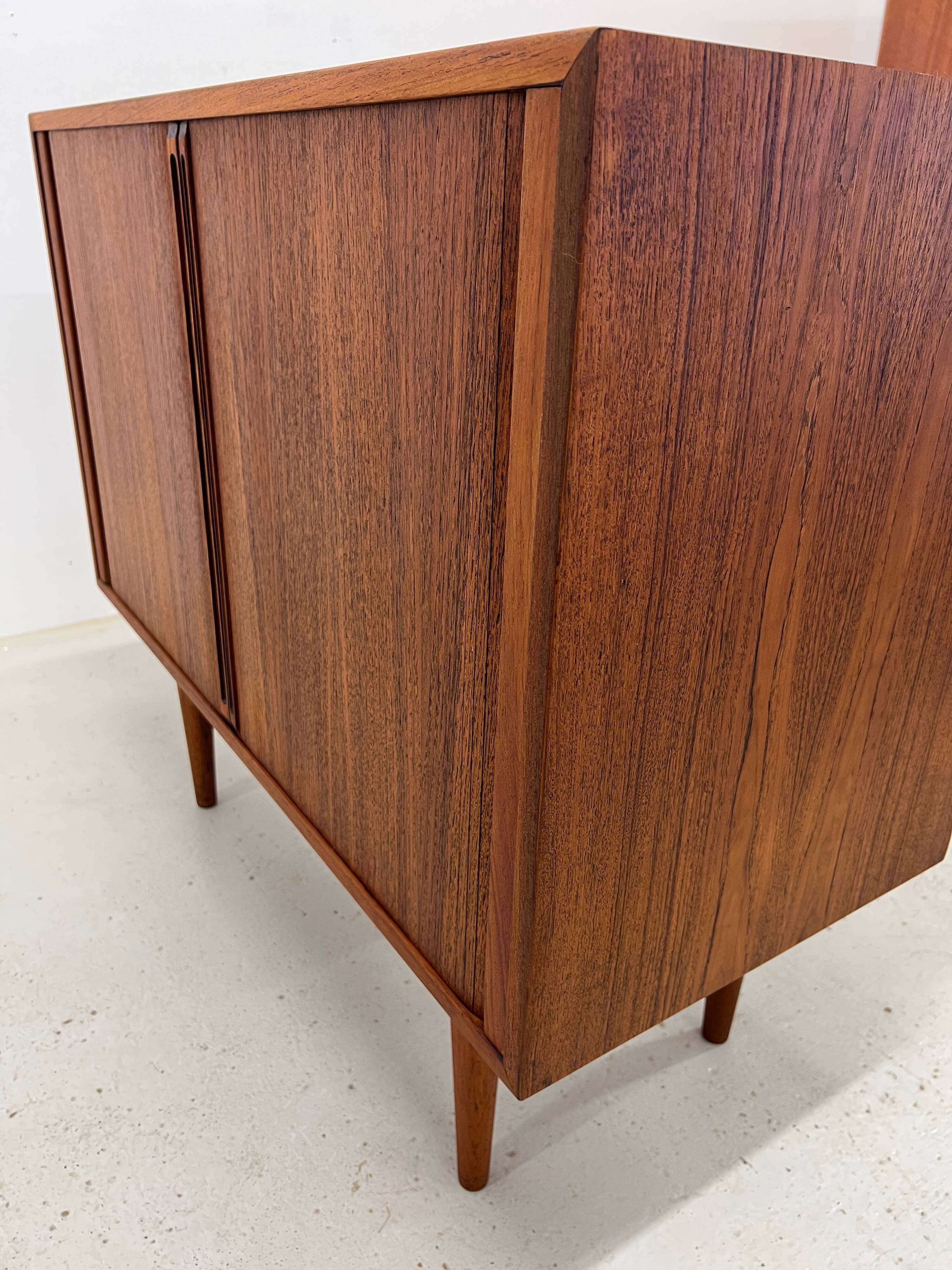 Kai Kristiansen Teak Tambour Door LP Record Cabinet, 1960s.
