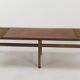 Bench in walnut and teak with brass feet, italy 1950s