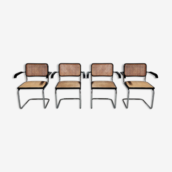 Lot de 4 fauteuil B64 par Marcel Breuer, made in Italy, 1970