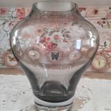 Large gradient anthracite smoked glass vase
