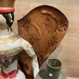 German polychrome wooden angel of light candle holder