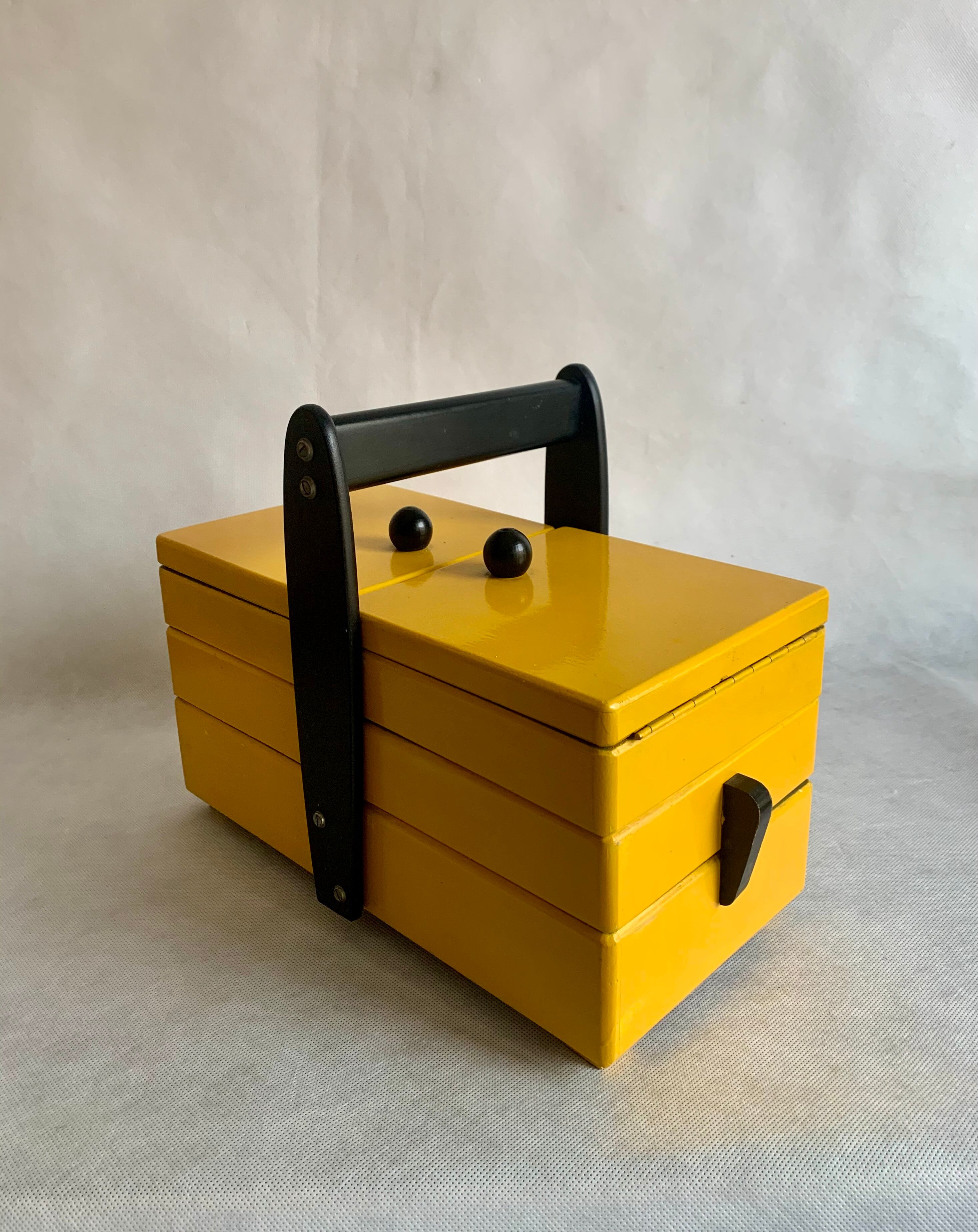 Wooden sewing basket, 1960s