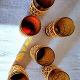 Six mustard long drink glasses