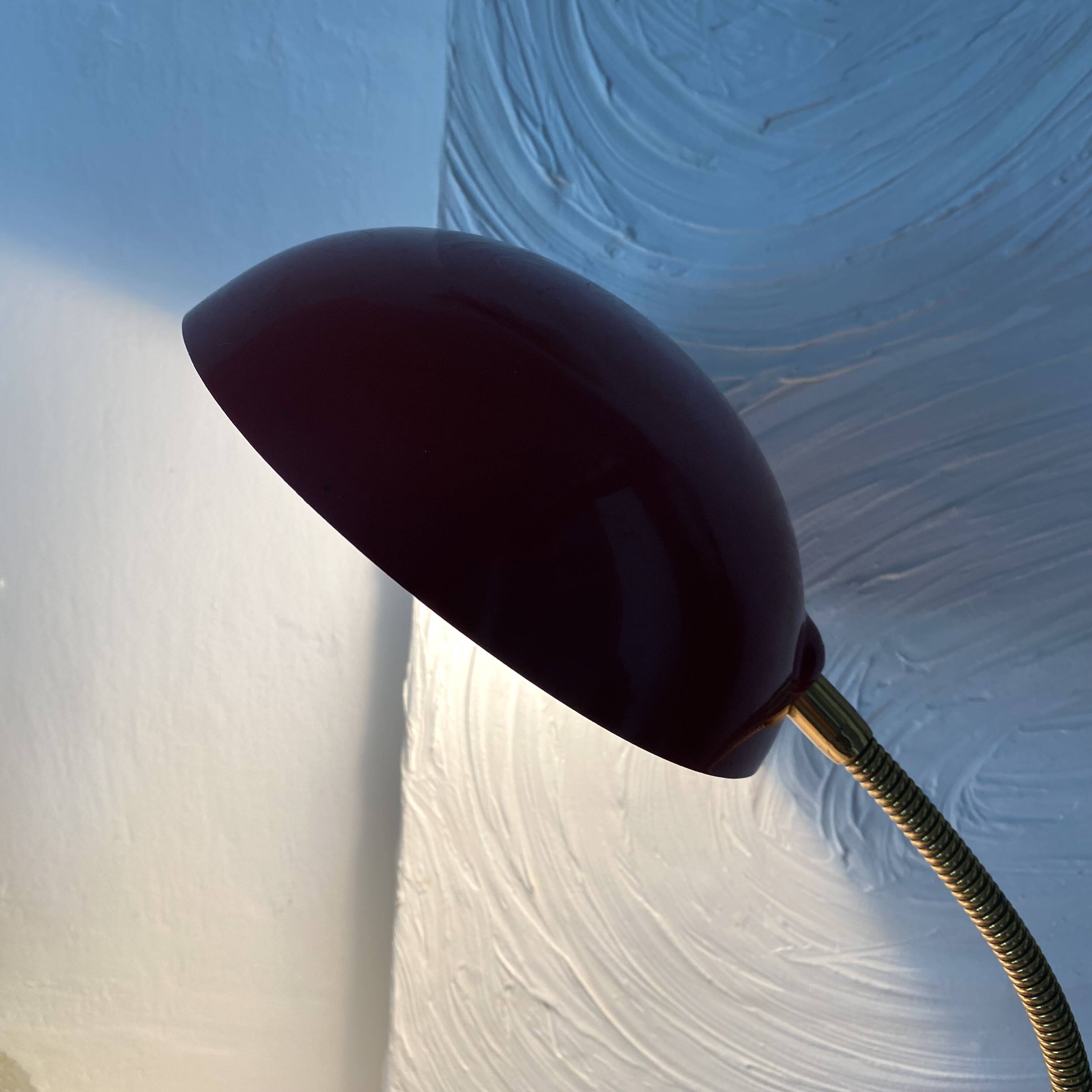 Articulated desk lamp, 1960s, burgundy and gold