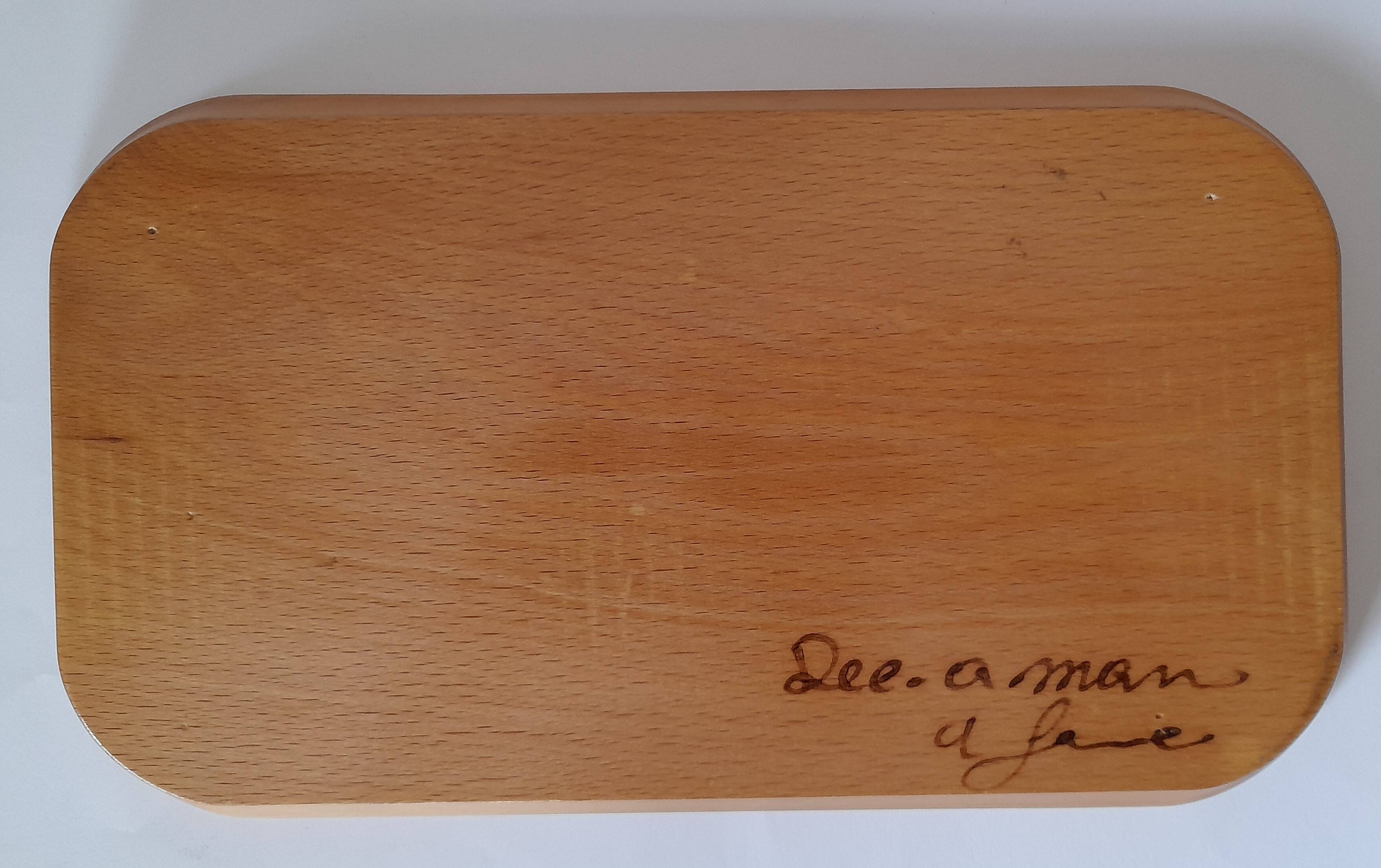 Vintage wooden tray with painted flowers