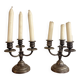 Pair of 3-Light Candelabra Silver Metal Louis XIV Regency Style
