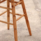 Brutalist mid-century wooden bar with 3 bar chairs, 1970s