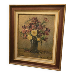 huile sur panneau Bouquet