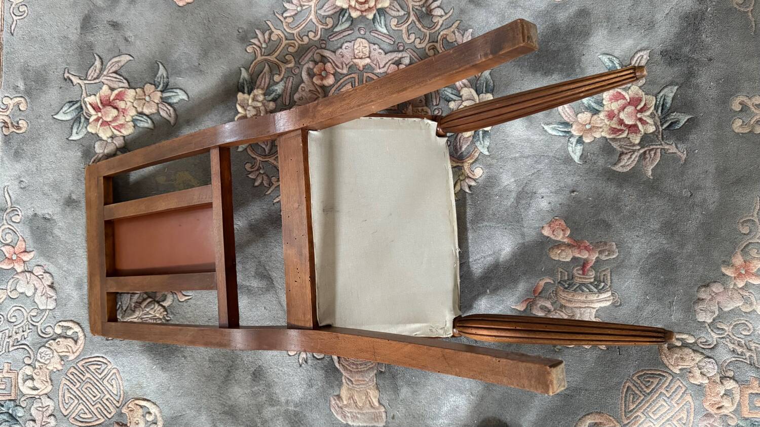 6 Art Deco walnut and leather chairs