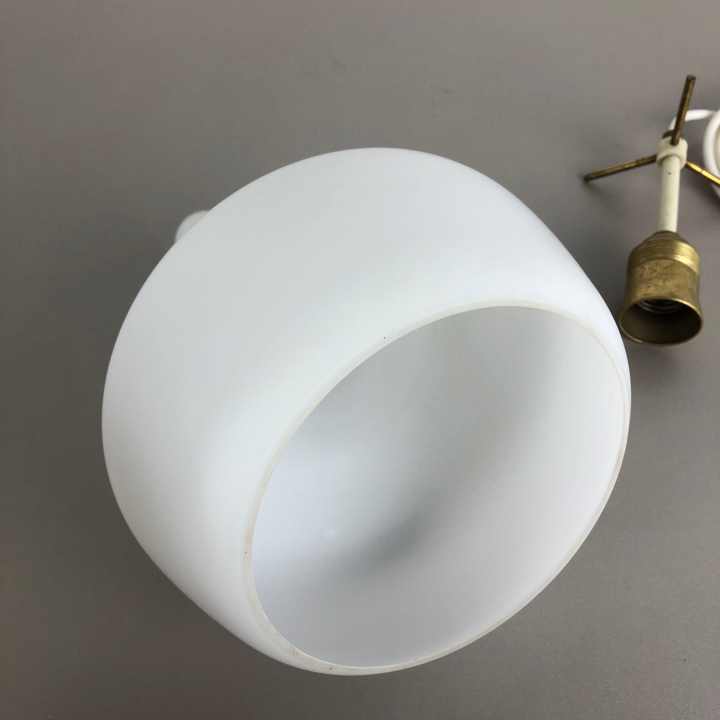 Original midcentury opal glass tube hanging light, italy, 1950