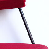 60s design sofa in metal and red velvet