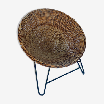 Vintage bamboo and iron pod chair