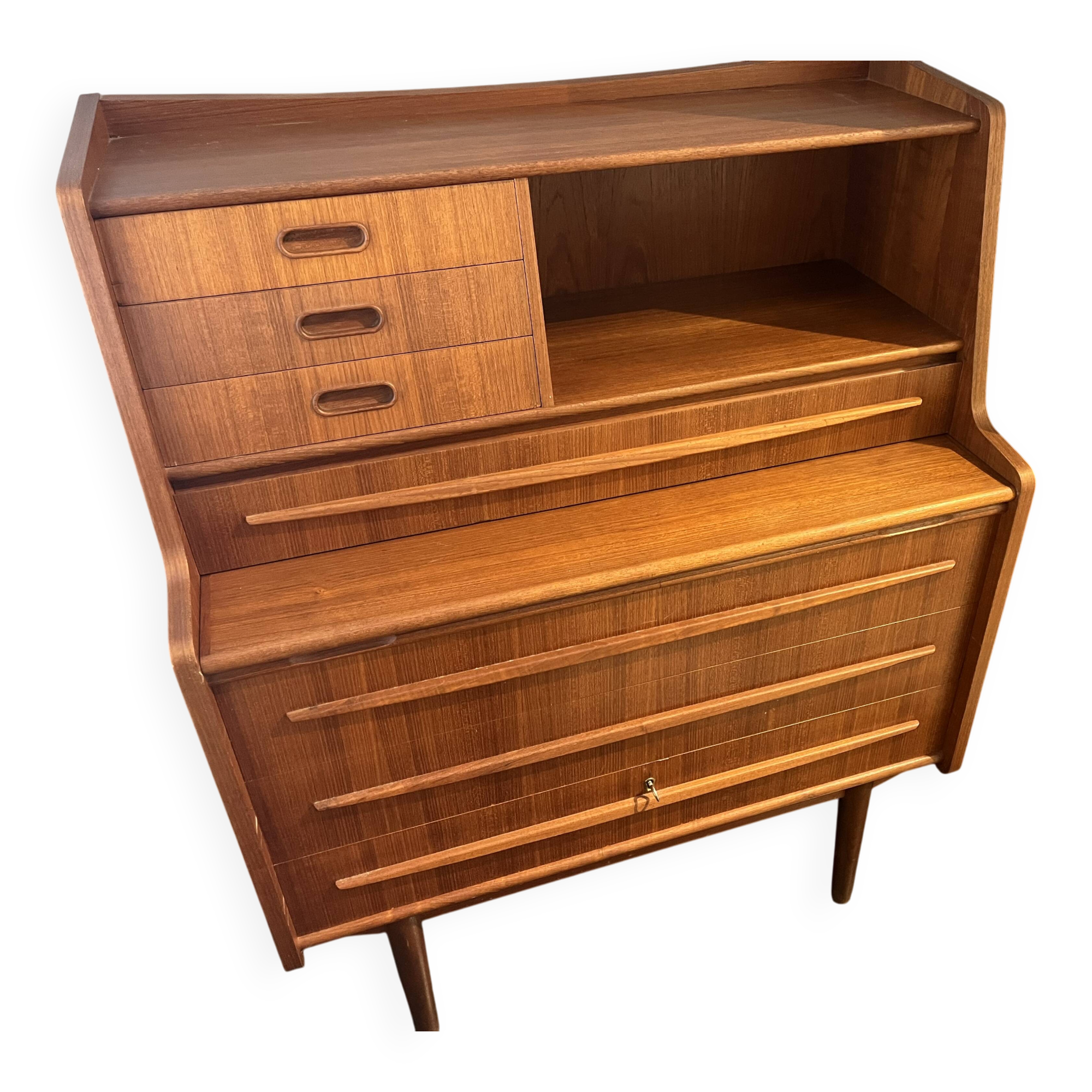 Danish multifunctional secretary (1960s) with desk and dressing table.
