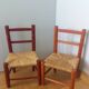 Children's straw chairs made of wood and straw.