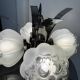 Vintage chandelier with 4 glass bubble globes and silvered metal.