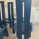 Set of 4 chairs black leather Pietro Constantini Italy 1970