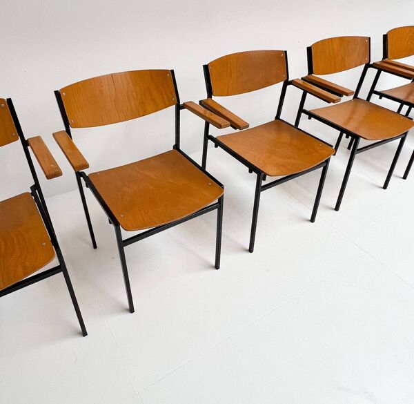 6 chaises empilables par Gijs van der Sluis, 1970